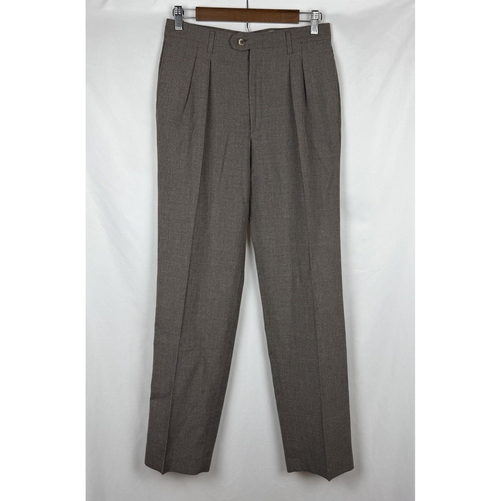 Vtg Limited Edition Pleated Dress Pants Mens 28.5x31.5 Brown Dacron Rayon USA